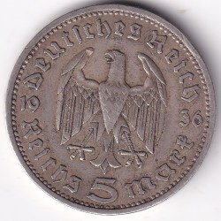 5 Mark Germany 1936 Berlin Mint A Silver Coin Rare