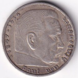 Alternative view of 5 Mark Germany 1936 Berlin Mint A Silver Coin Rare