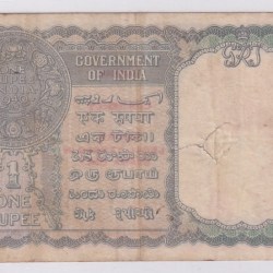 Alternative view of British India Burma Overprint 1 Rupee 1940 CE Jones Signature Very Fine Note #4