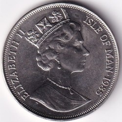 Alternative view of Isle of man 1 Crown 1985 Queen Elizabeth II Copper Nickel 38.5 mm Unc Coin