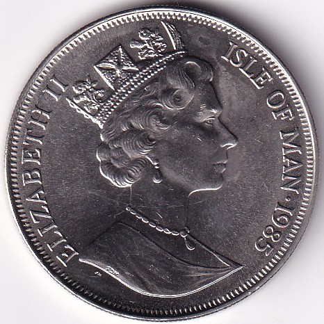 Isle of man 1 Crown 1985 Queen Elizabeth II Copper Nickel 38.5 mm Unc Coin - Image 2