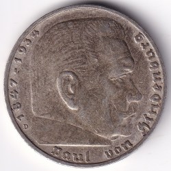 Alternative view of 5 Mark Germany 1936 卐 Munich Mint D Silver Coin Rare
