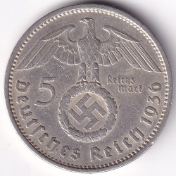 5 Mark Germany 1936 卐 Berlin Mint A Silver Coin Rare