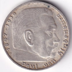 Alternative view of 5 Mark Germany 1938 卐 Munich Mint D Silver Coin Rare