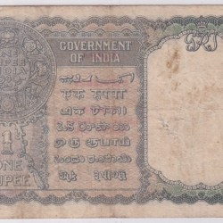 Alternative view of British India Burma Overprint 1 Rupee 1940 CE Jones Signature Very Fine Note #14
