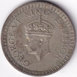 Alternative view of 1942 British India One Rupee George VI Silver Coin #2