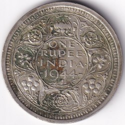 Bombay Mint 1944 British India One Rupee George VI Silver Coin #1