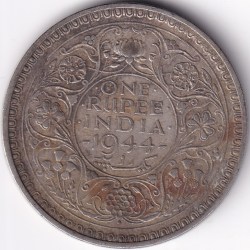 Bombay Mint 1944 British India One Rupee George VI Silver Coin #2