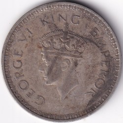 Alternative view of Bombay Mint 1944 British India One Rupee George VI Silver Coin #2
