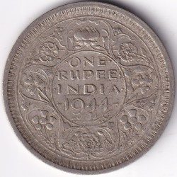 Lahore Mint 1944 British India One Rupee George VI Silver Coin #1