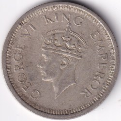 Alternative view of Lahore Mint 1944 British India One Rupee George VI Silver Coin #1