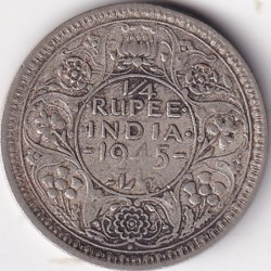 Large 5 Quarter Rupee of 1945 British India Rare Silver Coin