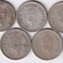 Alternative view of Quarter Rupee 1940,42,43,44,45 Five Silver Coins Set Rare #1