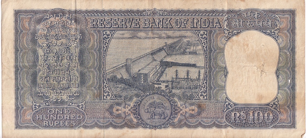 India 100 Rupees L.K JHA Diamond Issue Very Fine Condition Note Rare#4 - Image 2