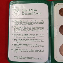Alternative view of ISLE Of Man DECIMAL COINS 1974 Year Dairy British Coin Set
