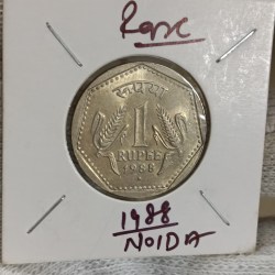 One Rs Ex Rare Coin Gem Unc Condition 1988 Year Noida Mint Luster Shown Coin