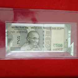500 Rs Rare Extra Paper Error Note 7DR Prefix 00 2021 Year Gem Unc Condition RBI Error Note 005902