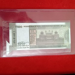 Alternative view of 500 Rs Rare Extra Paper Error Note 7DR Prefix 00 2021 Year Gem Unc Condition RBI Error Note 005902