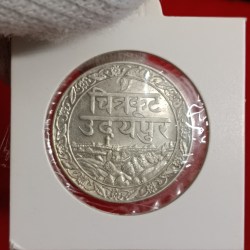 Chitrakoot Udaypur One Ruppe Rare Silver Coin The Mewar State Unc Condition Coin