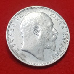 Alternative view of RARE ONE RUPEE SILVER COIN EDWARD VII 1909 BOMBAY MINT