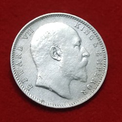 Alternative view of RARE ONE RUPEE SILVER COIN EDWARD VII 1909 BOMBAY MINT