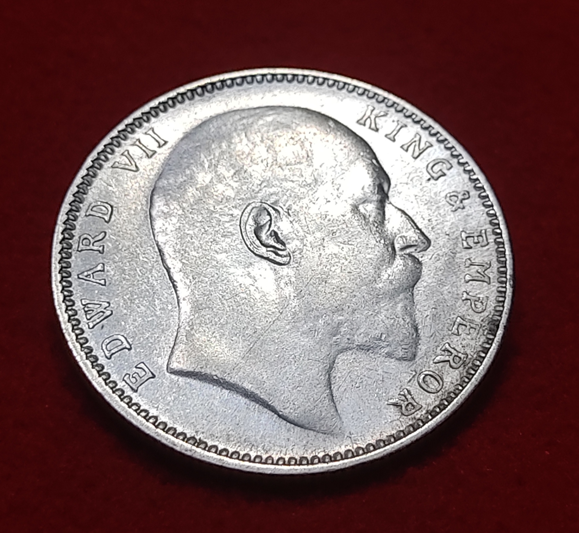 RARE ONE RUPEE SILVER COIN EDWARD VII 1909 BOMBAY MINT