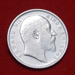 Alternative view of RARE ONE RUPEE SILVER COIN EDWARD VII 1910 CALCUTTA MINT