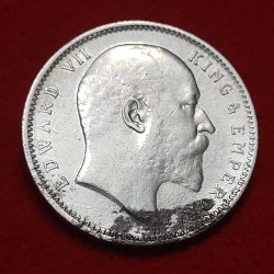 Alternative view of RARE ONE RUPEE SILVER COIN EDWARD VII 1909 CALCUTTA MINT