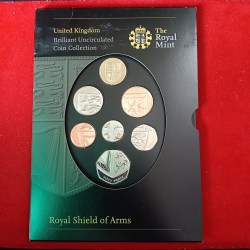 United Kingdom Royal Shield of Arms Brilliant Uncirculated Proof Coins Set 2008 Year Issue By The Royal Mint United Kingdom