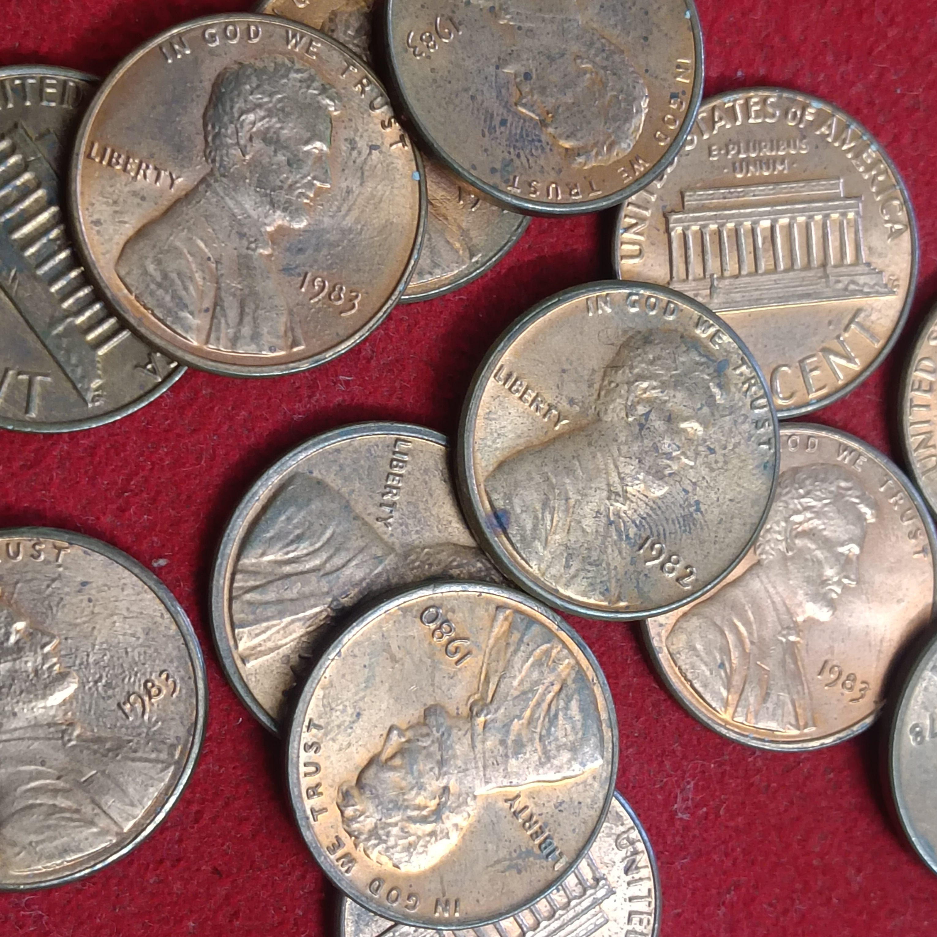 One Cent Old Issue 1978 1980 1984 Years Coins Old Issue 13 Pcs Given Unc Lusteer United States Of America