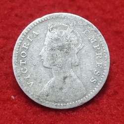 Alternative view of TWO ANNA VICTORIA EMPRESS 1896 CALCUTTA MINT