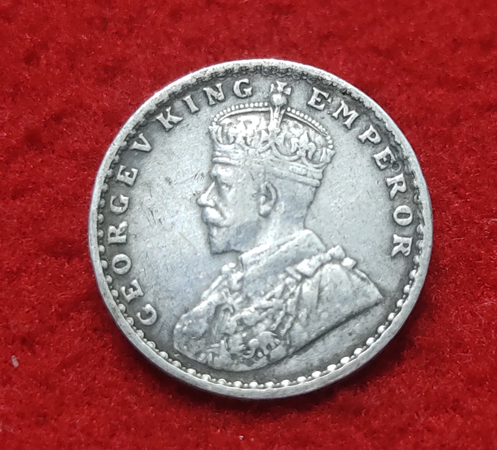 TWO ANNA SILVER GEORGE V 1916 CALCUTTA MINT - Image 2