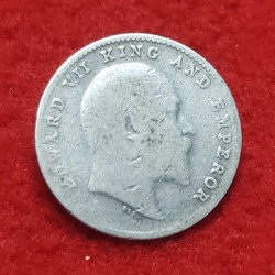 Alternative view of TWO ANNA SILVER EDWARD VII 1910 BOMBAY MINT