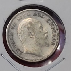 Alternative view of 1/4 RUPEE EDWARD VII 1905 CALCUTTA MINT GOOD CONDITION