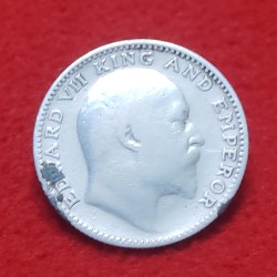Alternative view of HALF RUPEE SILVER EDWARD VII 1910 BOMBAY MINT