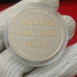 Alternative view of Ex Rare Issue Elizabeth Bailiwick 5 Pounds 2011 Year 40 th Anniversary of Decimalisation From GUERNSEY Proof Coin