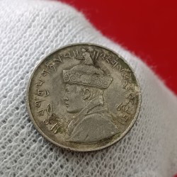 Alternative view of Rare 1/ 2 Rupee Bhutan Silver Coin 1928 Year Good Condition