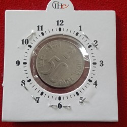 Alternative view of 50 Paise FSS 1" o Clock Error Coin 2001 Year Noida Mint RBI Mistake Coin
