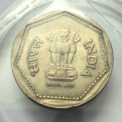 Alternative view of 1 Rs 1983 Mumbai Mint Coin Rare