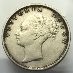 British India Victoria Continuous Legend 1840 1/4 Rupee Silver Coin High Grade Rare