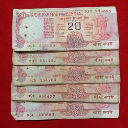 Alternative view of 20 Rs Old Scare Chakra Losse Notes Fine Condition 100 Pcs Given Republic of India
