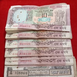 Ten Rs Rare Losse Notes Peacock 57 Pcs or Black Boat 43 Pcs Given Republic of India