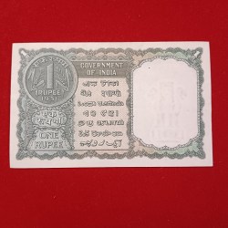 Alternative view of Extremely Rare One Rs Note A3 Issue Finance Secretary KG Ambegaonkar 1951 Year Note Unc Condition A15