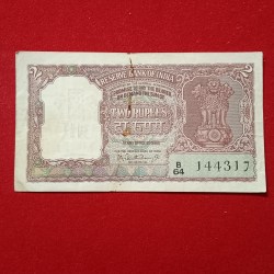 Two Rs Half Tiger Rare Note Governor PC Bhattacharya Republic of India A15
