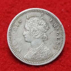 Alternative view of 1/4 RUPEE Victoria EMPRESS 1891 CALCUTTA MINT