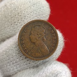 Alternative view of Victoria Empress 1/12 Anna Copper 1897 Year Calcutta Mint British of India