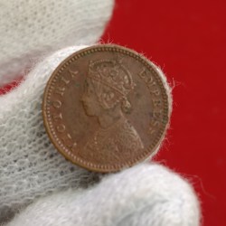 Alternative view of Victoria Empress 1/12 Anna Copper 1899 Year Calcutta Mint British of India