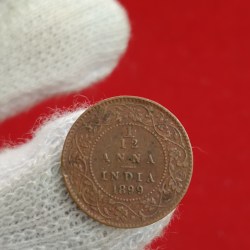 Victoria Empress 1/12 Anna Copper 1899 Year Calcutta Mint British of India