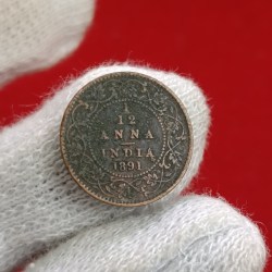 Victoria Empress 1/12 Anna Copper 1891 Year Calcutta Mint British of India