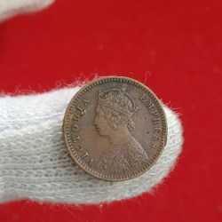 Alternative view of Victoria Empress 1/12 Anna Copper 1893 Year Calcutta Mint British of India